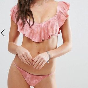 Blue Life Flutter Shoulder Tie Dye Bikini Set